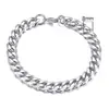 Pulseira Seis Lados Simples para Casal Transfronteiriça Pulseira de Aço Titânio Europeia e Americana Corrente Cubana Personalizada Pulseira Tendência Hip-hop