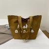 Bolsa de Ombro Estampada com Letras Novo Estilo Primavera e Verão 2025 Literária Casual Versátil Bolsa Tote de Grande Capacidade Bolsa de Axila