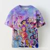 Patrón de Grupo de Chicas Cazadoras de Brujas K-Pop Patrón 3 Impresión 3D Transfronterizo Chicas Casual Cuello Redondo Manga Corta Camiseta Venta Directa de Fábrica Suministro