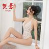 Fan Lei Lingerie Sexy Mulheres Sexy Não Precisa Tirar Costas Abertas Transparente Macacão Justo Seios Pequenos Uniforme 1007