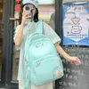 Mochila Escolar Fresca y Sencilla para Niñas, Estampado de Oso de Dibujos Animados, Adecuada para Estudiantes de Secundaria de Grados 3-6, Mochila de Alta Calidad