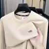 Moletom Masculino Primavera e Outono 2026 Novo Gola Redonda Manga Longa Solto Casual Top Camada de Base Masculina