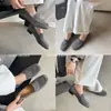 Sapatos femininos de couro genuíno estilo retrô britânico 2025 novos mocassins slip-on de camurça