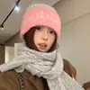 Gorro de Punto Jacquard con Letras Fair Isle de Lana para Mujer Invierno Circunferencia de Cabeza Grande Protección para los Oídos Gorro para el Frío Gorro de Lana Grueso Cálido