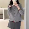 Nuevo cárdigan de punto con bloques de color estilo británico simple para mujer, abrigo suéter, top elegante para otoño e invierno