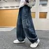 Calça Estilo Primavera e Outono para Meninos 2026 Nova Outono Casual Crianças Médias e Grandes Jeans para Meninos Calça Longa de Outono