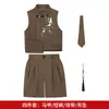 2026 Verano Nuevo Conjunto de Chaleco y Shorts Estilo Chino Nacional Nuevo para Niños Estampado de Tinta para Lavar Ropa Formal de Actuación