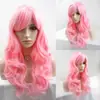 Moda Cabello Sintético de Alta Temperatura Modelo Nuevo de Fabricante, Cabello Largo Rizado Ondulado Esponjoso Transfronterizo con Fibra Sintética Estilo Europeo y Americano y Flequillo Lateral