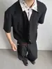 Camisa Casual de Dos Piezas Falsas con Cuello Estampado Floral de Gama Alta para Hombre, Manga Larga, Corte Limpio, Atuendo Elegante