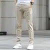 Calças Casuais Masculinas de Alta Qualidade de Hong Kong, Novo Estilo Outono, Corte Reto Solto, Calças Longas Elásticas Slim-Fit, Moda Coreana, Versátil