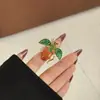 Anel Borboleta Esmaltado Retro Europeu e Americano para Mulheres Ins Pequena Fragrância Colorido Fruta Diamante Animal Anel de Luxo Acessível