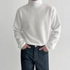 MYQ Camiseta de Cuello Alto y Manga Larga para Hombre Otoño e Invierno Estilo Coreano Holgada Moderna Camiseta Básica de Algodón Puro Camiseta Top de Color Sólido