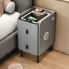 Mesa de cabeceira inteligente ultra-estreita, madeira maciça, multifuncional, pequena, simples, moderna, armário de cabeceira multifuncional com carregamento sem fio