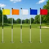 Set de banderín de golf, desmontable y portátil, unión de plástico, asta de nylon de cinco colores, banderín de campo verde