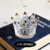 Plato de Almacenamiento para Collares y Anillos Estilo Europeo de Lujo Ligero Portavelas de Vidrio Repujado Corona Dorada Dibujada Adornos Pequeños
