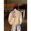 Estilo Americano 2025 Estampado Retro con Letras Primavera y Otoño Nueva Chaqueta de Béisbol Estilo Pareja Top Suelto Chaqueta