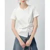 Camiseta de Manga Corta para Mujer 2025 Nuevo Estilo Simple y Versátil Diseño Irregular Retorcido Top de Cintura