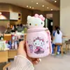 Copo térmico Hello Kitty com tema marrom, um copo de desenho animado fofo e estiloso com canudo para meninas, perfeito como presente para estudantes