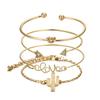 E073 Pulsera de cactus nueva europea y americana triángulo abierto amor Nudo de diamante pulsera conjunto de cuatro piezas
