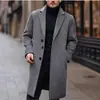 2026 Abrigo de Lana Casual para Hombre Estilo Coreano Ajuste Delgado Longitud Media Color Sólido Tejido de Lana Chaqueta Cortavientos