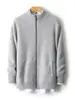 Nuevo Cárdigan Pesado Grueso 100% Lana Otoño e Invierno para Hombre con Cuello Alto, Cremallera, Bolsillos, Chaqueta de Punto, Suéter Holgado, Moderno