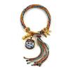 Cuerda de Mano Tibetana Thangka Cuerda de Algodón Enrollada a Mano Pulsera Trenzada Ojo del Dios de la Riqueza de Cinco Vías Zakiram Tara Verde Perla Thangka