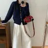 Suéter Abrigo de Punto Retro Color Borgoña con Botones de una Sola Fila para Mujer, Elegante y Versátil, Rejuvenecedor y de Moda
