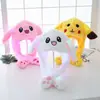 Gorra de felpa con orejas de conejo luminosas para apretar a mano, con bolsa de aire, orejas móviles, gorra de dibujos animados para padres e hijos
