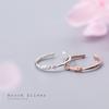 Anillo de plata Nalan S925 para mujer Mori con diamantes redondos incrustados, hojas personalizadas, ajustable para el dedo índice J4448