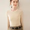 Nuevo Suéter Fino de Seda de Morera Delgado de Cuello Redondo para Primavera y Verano, Top Base para Mujer, Holgado, con Temperamento, Versátil, Suéter de Cachemira