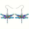 Pendientes colgantes de diseño exquisito de libélula colorida, estilo elegante, joyería acrílica, exquisito regalo femenino