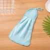 Paño de Cocina Colgante para Uso Doméstico, Toalla de Mano Absorbente de Color Sólido Doble Cara, Paño Perezoso de Coral para Secar Manos, Toalla Limpiadora