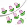 Pendientes de cristal con forma de tulipán en polvo de gelatina caliente transfronterizos, con cuentas, hechos a mano, accesorios de joyería al por mayor
