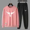 Conjunto Esportivo Casual de Duas Peças com Manga Longa para Primavera e Outono para Homens e Mulheres, Conjunto de Moletom Moderno e Versátil com Logo Personalizado Impresso