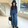 Conjunto Feminino Primavera/Outono 2026 Novo Estilo Coreano Elegante Top Listrado Calça de Pernas Largas Conjunto de Duas Peças Casual Tendência