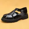 [Preventa No en Stock] Sandalias Romanas Retro para Hombre, Zapatos Casuales Brillantes de Suela Gruesa para Verano, Sandalias de Cuero para Exteriores