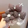 Goma para el pelo con lazo de tela para niñas, Banda elástica vintage de lunares y flores, Alta elasticidad, Suave con el cabello, Accesorio diario para el cabello de bebé