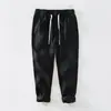 8236 verão novo linho puro respirável calça de amarração masculina cor sólida simples casual calça masculina uma geração de cabelo