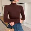 Suéter de Cachemir Listo para Usar Otoño e Invierno, Cuello Alto Fino, Corte Ajustado, Manga Larga, Suéter Base Puro para Mujer, Tejido Fino de Cachemir