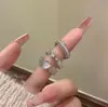 Anillo de Luz de Zirconia Estilo Ins de Venta Caliente Transfronterizo Lujo Nicho Gama Alta Anillo de Dedo Abierto de Amor Pulsera Versátil Set de 3 Piezas