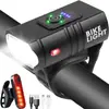Luz frontal para bicicleta para ciclismo nocturno, doble T6 con pantalla de potencia, luz de ciclismo súper brillante y ajustable, luz para ciclismo nocturno