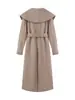 Abrigo de Lana Holgado Casual para Mujer, Estilo Nuevo Invierno 2026, con Cuello Grande y Cinturón