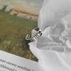JT335 Anillo de plata abierto distintivo de estilo coreano con hebilla de cinturón desgastada vintage, anillo de plata de ley S925 para mujer