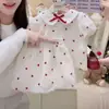 Conjunto de Dos Piezas de Verano 2026 para Bebé Niña Estilo Coreano, Dulce y Elegante, Camisa con Cuello de Muñeca y Falda con Forma de Corazón, Conjunto de Moda
