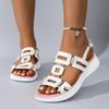 Chanclas Planas de Hebilla Doble de Gran Tamaño para Mujer de Comercio Exterior Europeo y Americano Sandalias Ligeras Retro Casuales Transfronterizas para Playa para Mujer