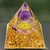 Bola de Cristal Natural, Adorno de Pirámide de Amatista, Decoración de Grava de Obsidiana, Decoración de Escritorio para el Hogar
