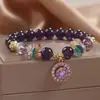 Nuevo Celebridad de Internet Amuleto de Amatista Natural Antigua Flor de Cinco Hojas Pulsera Pulsera de Gotas de Agua Mori Regalo de Novia para Tanabata