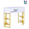 Mesa de Manicure Feita Sob Medida da Fábrica Fonte Hongzi, Mesa de Manicure Estilo Ins de Luxo Leve com Armazenamento de Camada Dupla, Mesa de Manicure