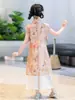 Ropa para Niñas Nuevo Estilo Conjunto Hanfu 2026 para Niñas Mayores Verano Estilo Chino Traje Tang Qipao Estilo Antiguo Falda Pantalón Qipao