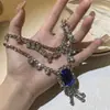 Colar multicamadas cravejado de diamantes europeu e americano nicho design exagerado corrente de suéter colar de temperamento feminino